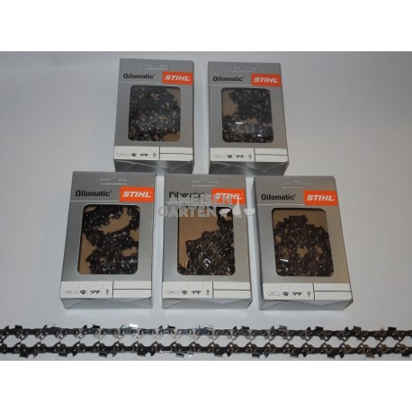 5x Stihl Saw Chain 35 cm 1,1 mm 3/8"P SEMI CHISEL PM 50 drive links